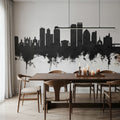 Dayton Ohio Skyline Black & White Mural Wallpaper - room preview 06