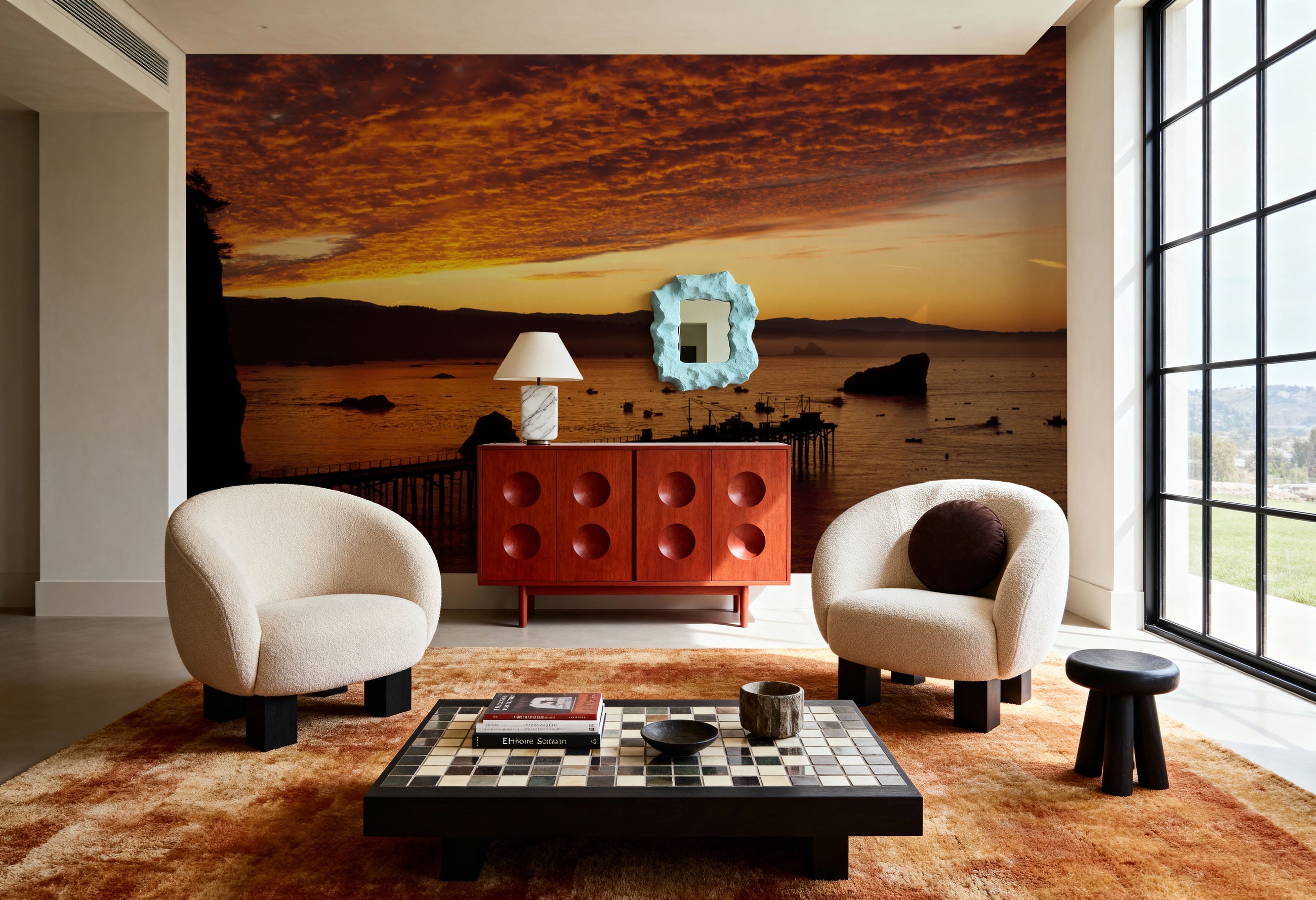 Amber Harbor Mural Wallpaper