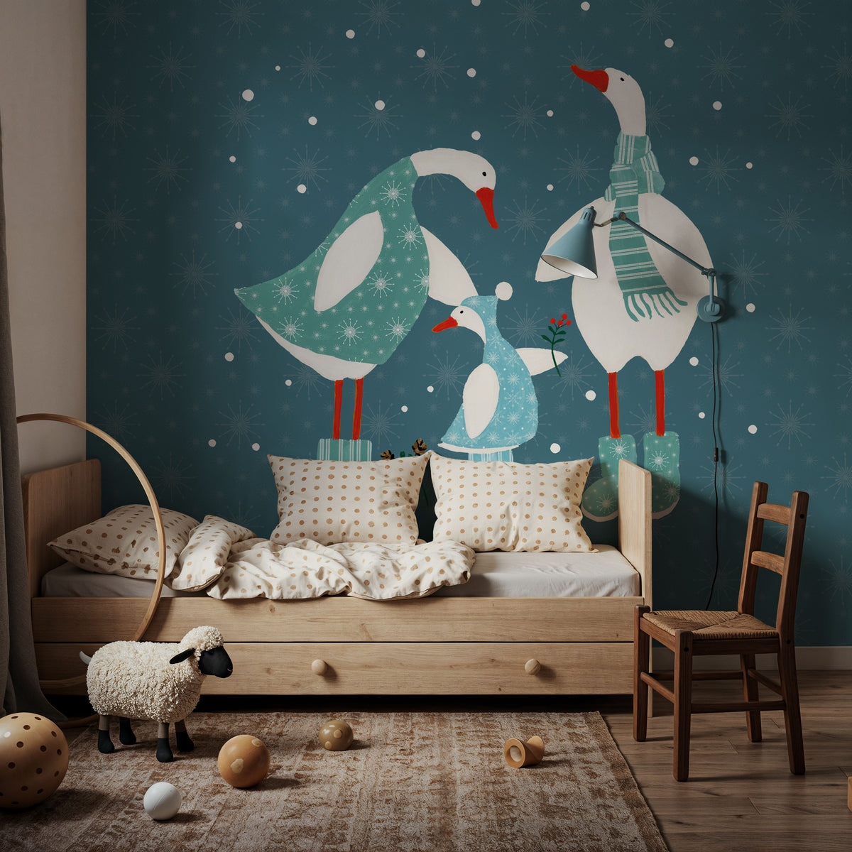 Ducks in the Snow IX Mural Wallpaper - room preview 06