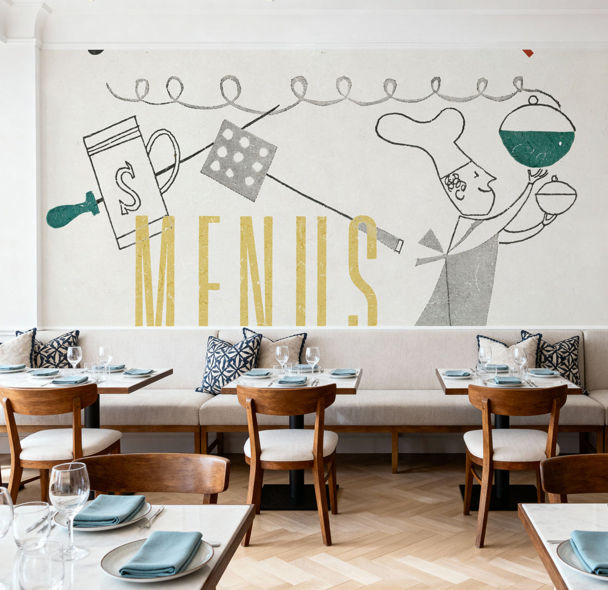 Retro Food Grab Some BBQ Mural Wallpaper - room preview 06