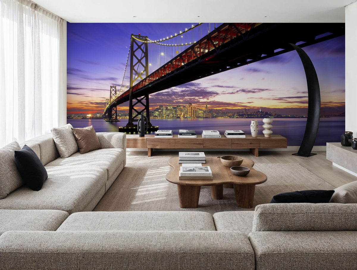 Golden Gate Twilight Mural Wallpaper - room preview 06
