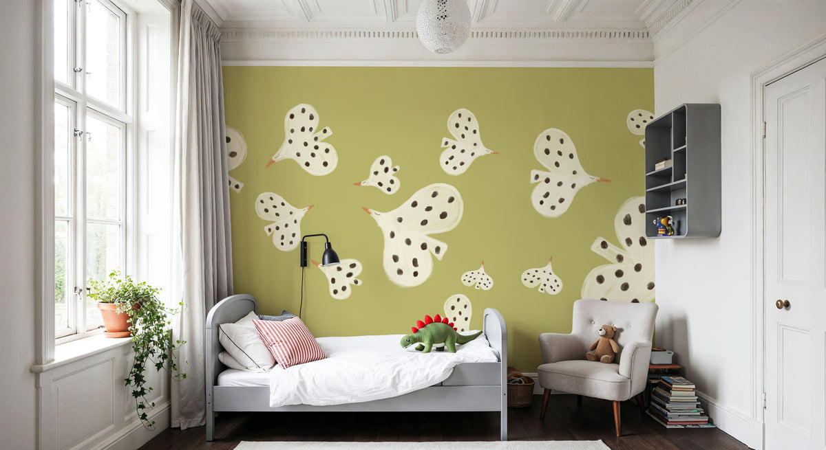 Birds Flying High, Lime Mural Wallpaper - room preview 06