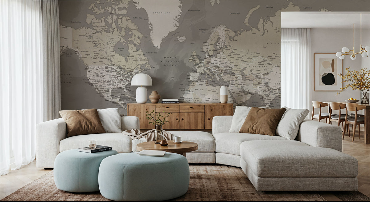 World Map Cities - Davey Mural Wallpaper - room preview 06