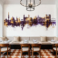 Pamplona Spain Skyline Purple & Gold Mural Wallpaper - room preview 06