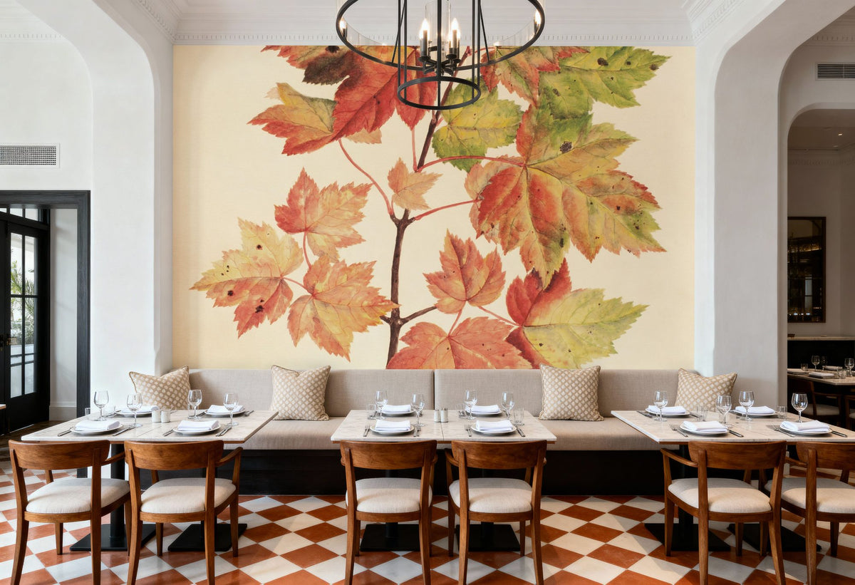 Fall Leaves II Muted Mural Wallpaper - room preview 06