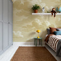 Intaglio Clouds, Butter Yellow Mural Wallpaper - room preview 06