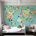 Floral World Blue Mural Wallpaper - room preview 06