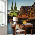 Hohenzollern Bridge At Night Mural Wallpaper - room preview 06
