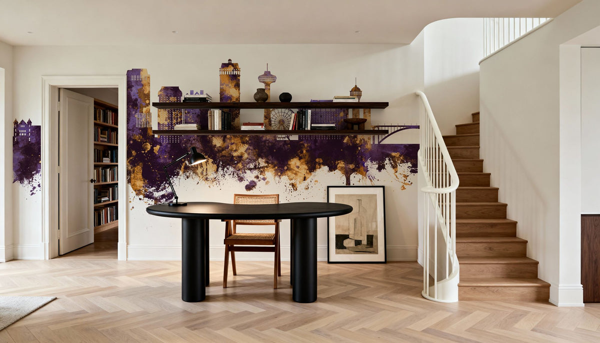 Niagara Falls Skyline Purple & Gold Mural Wallpaper - room preview 06