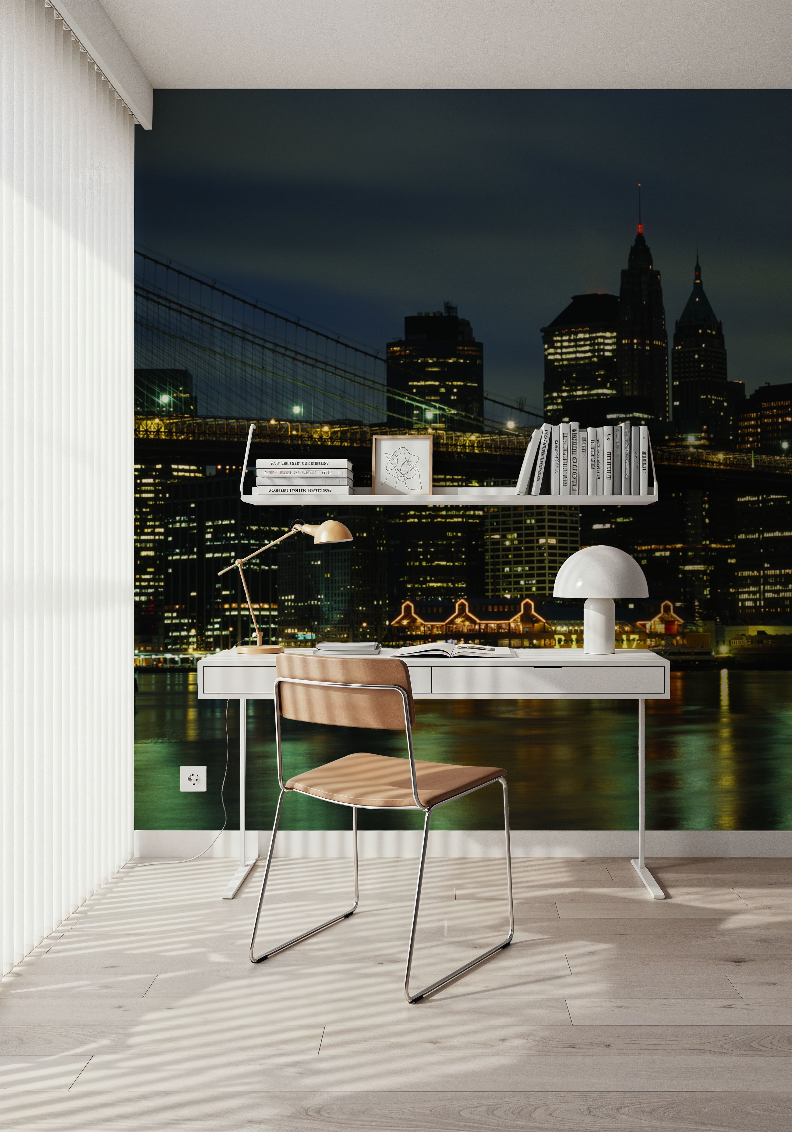 Brooklyn Bridge Night Mural Wallpaper