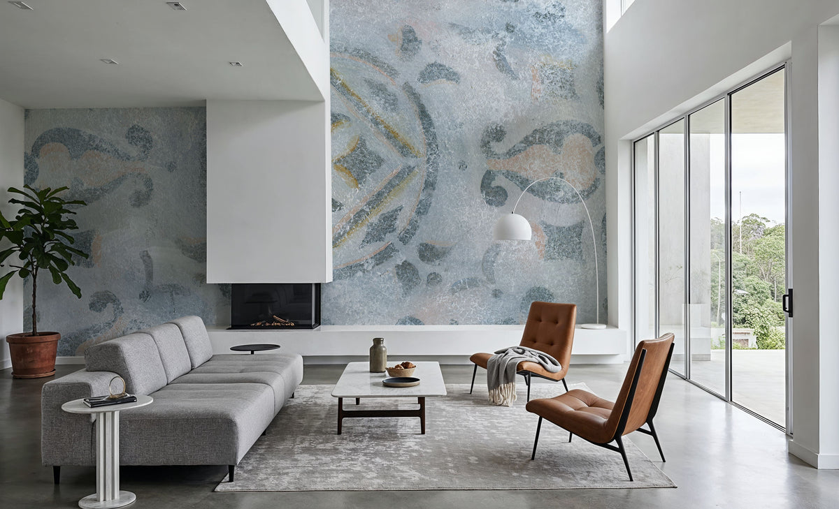Grey Tapestry Mural Wallpaper - room preview 06