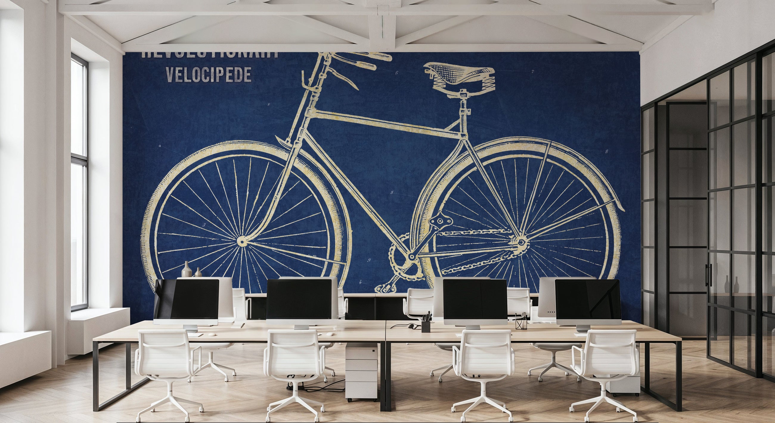 Blueprint Bicycle Mural Wallpaper