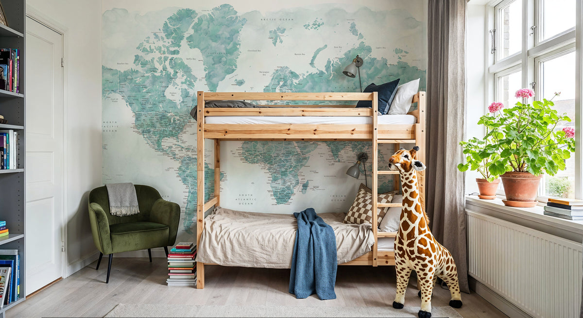 World Map Cities - Gertrudis Mural Wallpaper - room preview 06