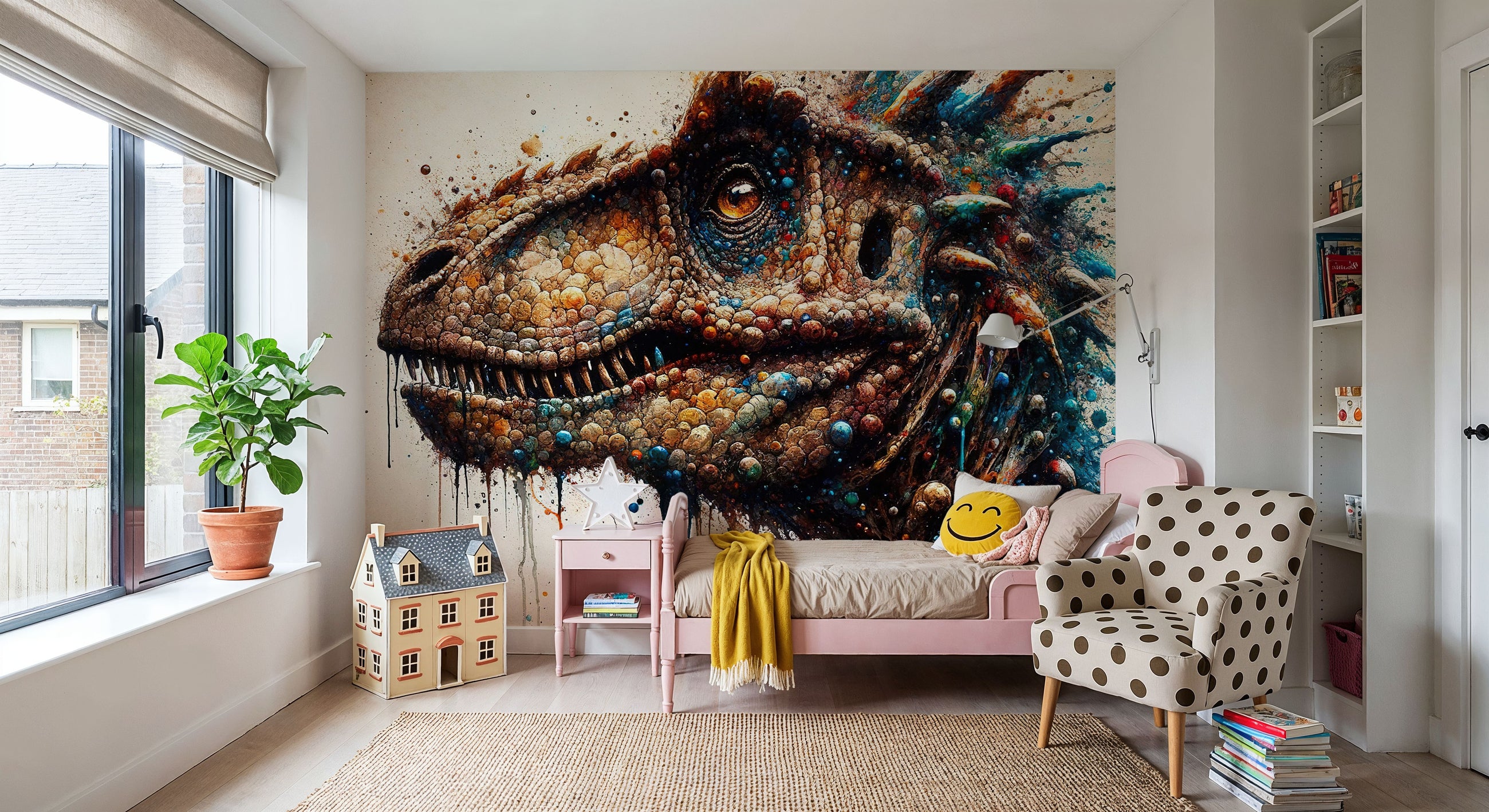 Powerful Dinosaur Mural Wallpaper