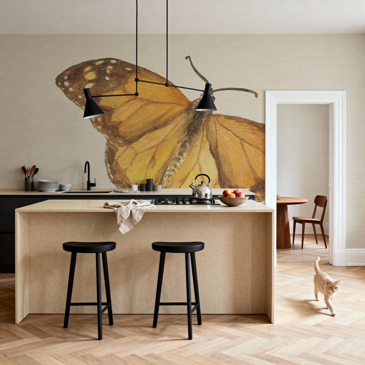 Honeybloom Butterfly III Mural Wallpaper - room preview 06