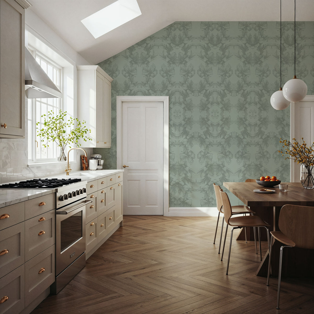 Flower Bridges Mint Mural Wallpaper - room preview 06