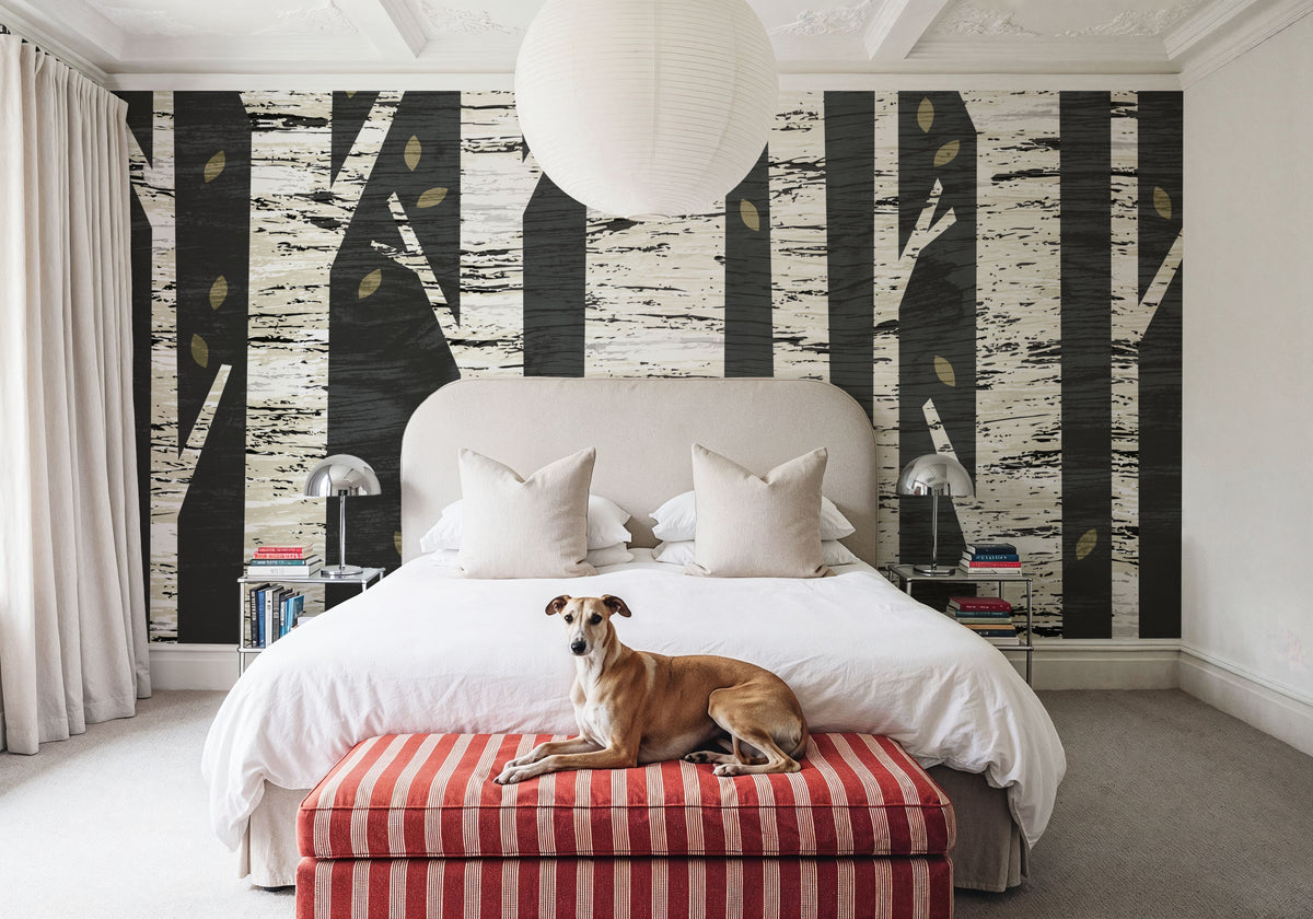 Birch Forest Mural Wallpaper - Neutral Tone - room preview 06