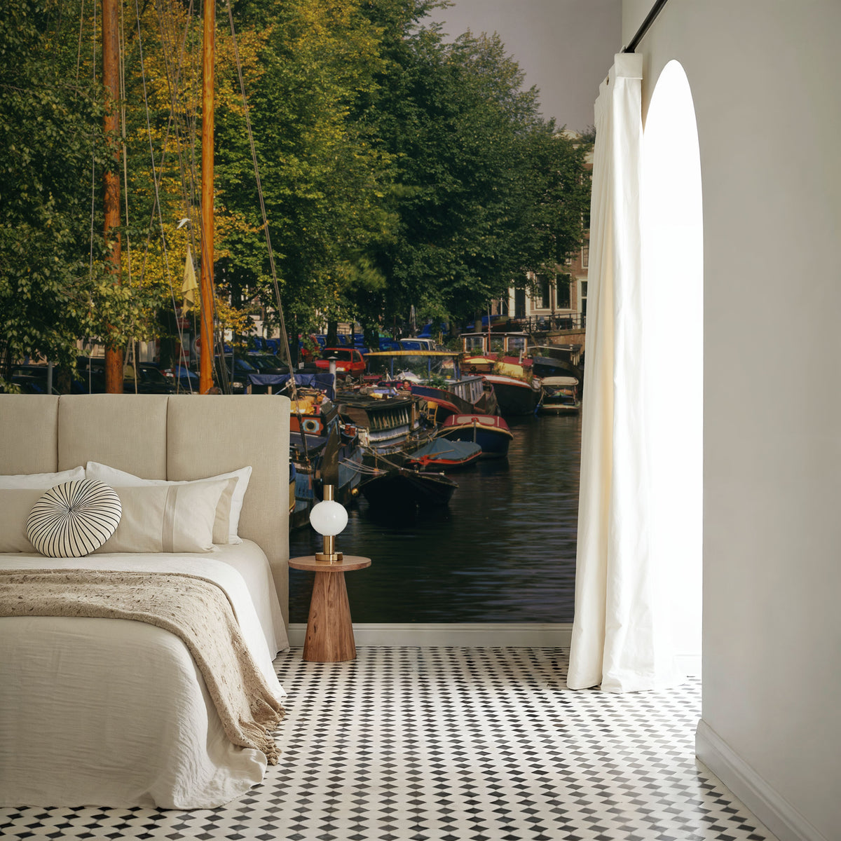 Tranquil Canal Reflections Mural Wallpaper - room preview 06