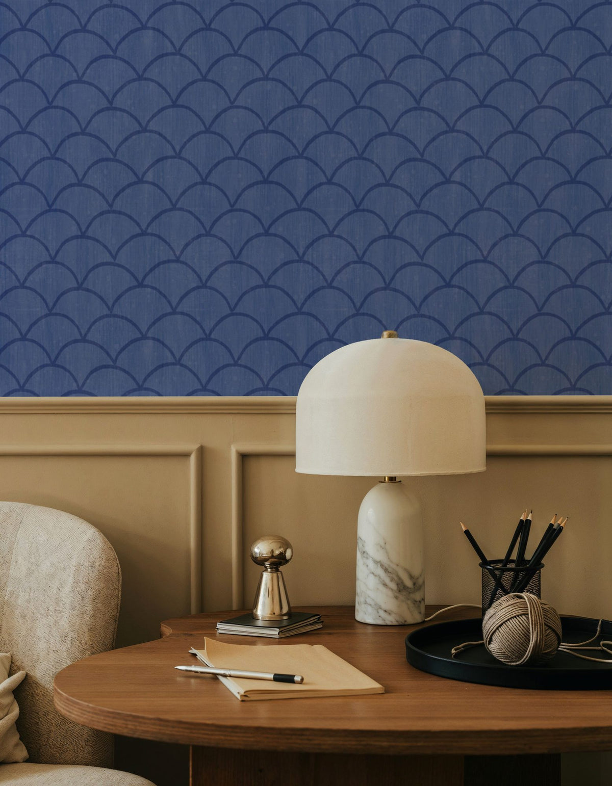 Coastal Scales Blue Mural Wallpaper - room preview 06