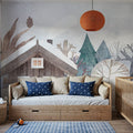 The Snowy Mountain Cabin Mural Wallpaper - room preview 06