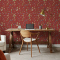 Time to Share Floral Red Mural Wallpaper - room preview 06