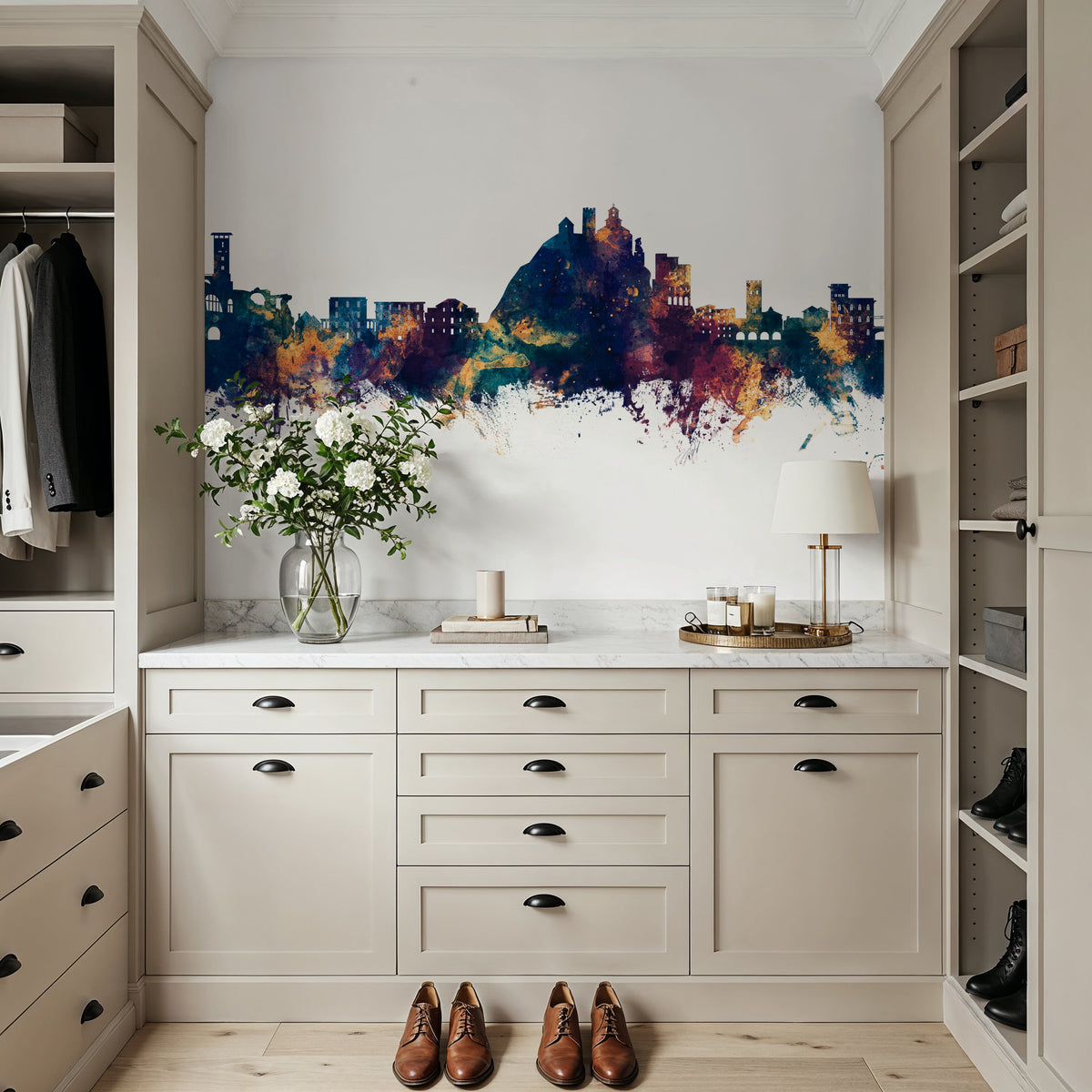 Monterosso Al Mare Italy Skyline Blue & Bronze Mural Wallpaper - room preview 06