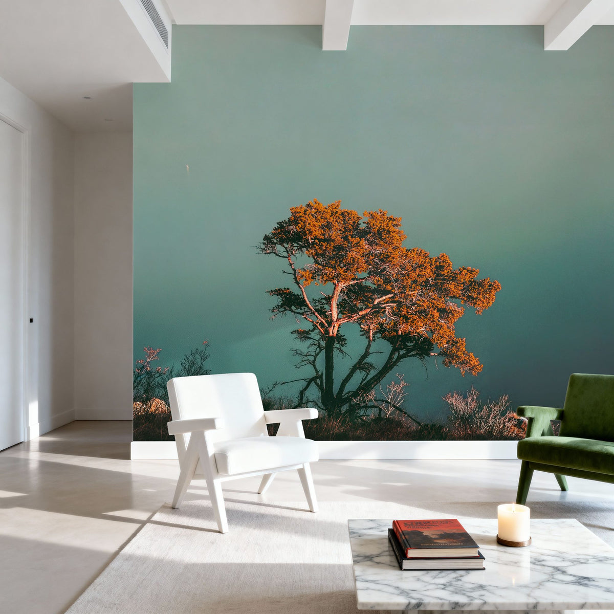 Red Pine Tree Mural Wallpaper - room preview 06