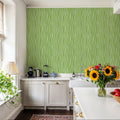 Swaying Lines, Dill Green Mural Wallpaper - room preview 06
