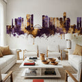 Tel Aviv Skyline Purple & Bronze Mural Wallpaper - room preview 06