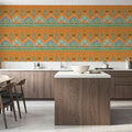 Floral Paisley Orange Mural Wallpaper - room preview 06