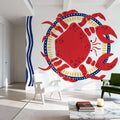 Kitschy Coastal Crab Mural Wallpaper - room preview 06