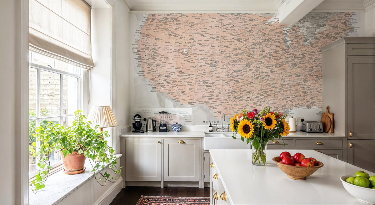 US Map Detailed - Lynette Mural Wallpaper - room preview 06