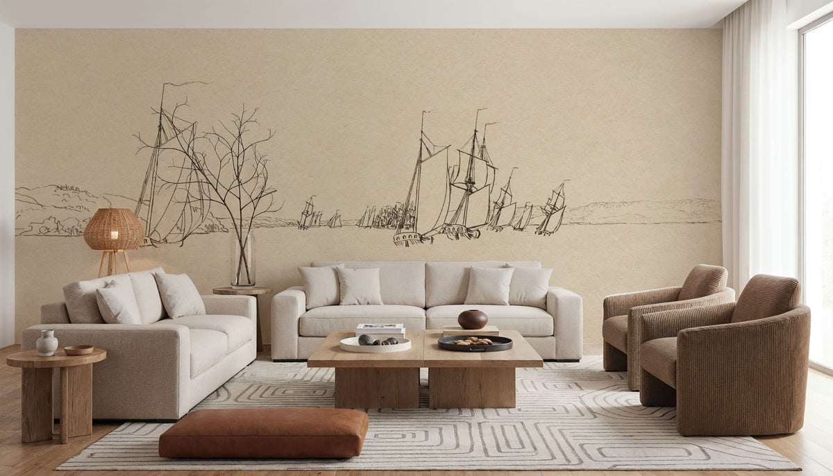 Sketch of the Harbor I Mural Wallpaper - room preview 06