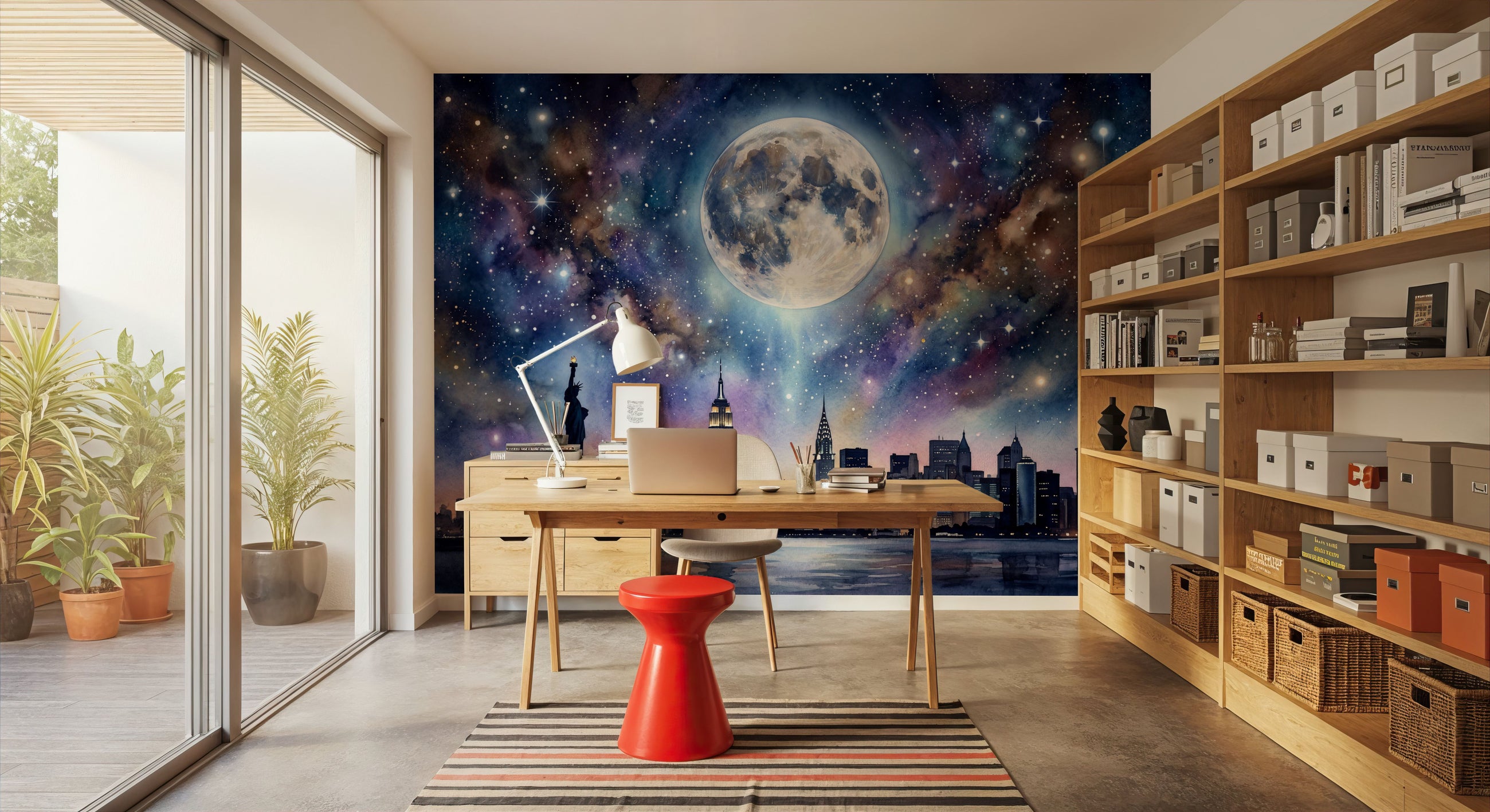 New York City - Powerful Moon Series Mural Wallpaper