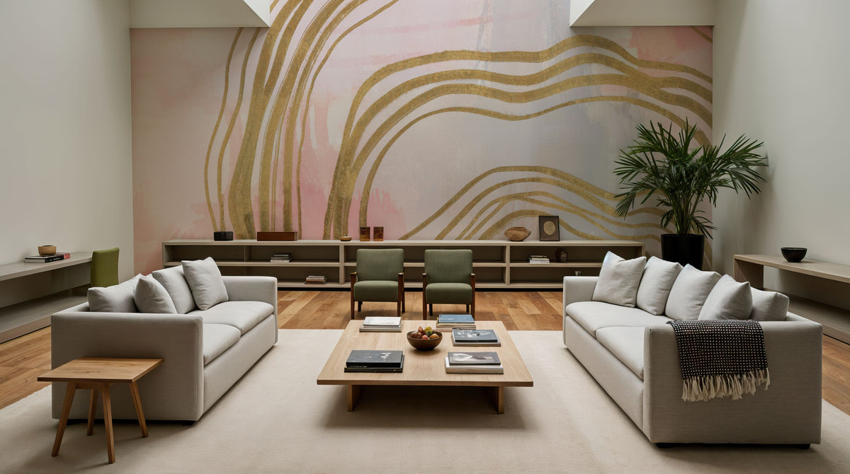 Pink and Bright Abstract I Mural Wallpaper - room preview 06