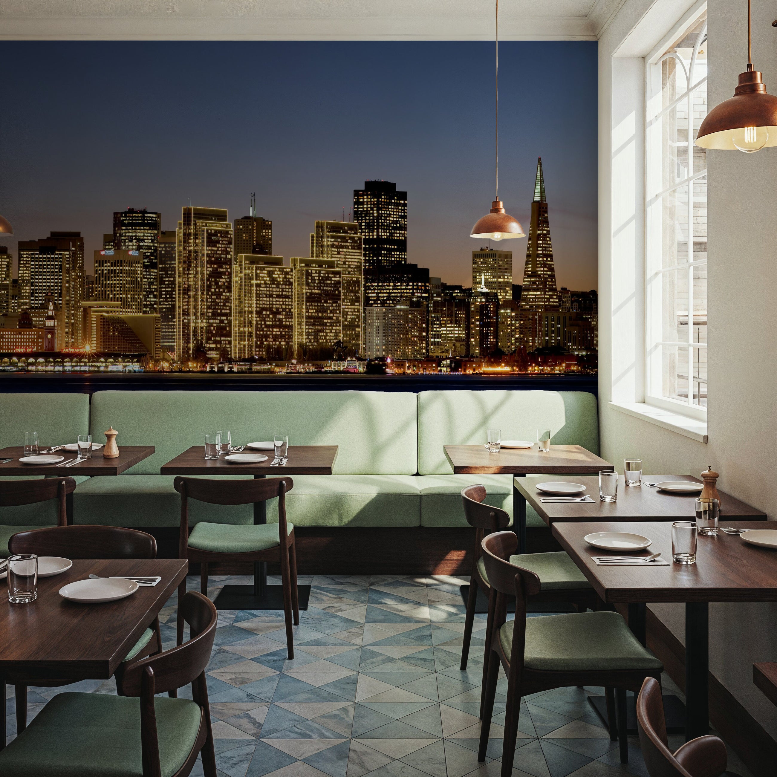 Amber Skyline Dusk Mural Wallpaper