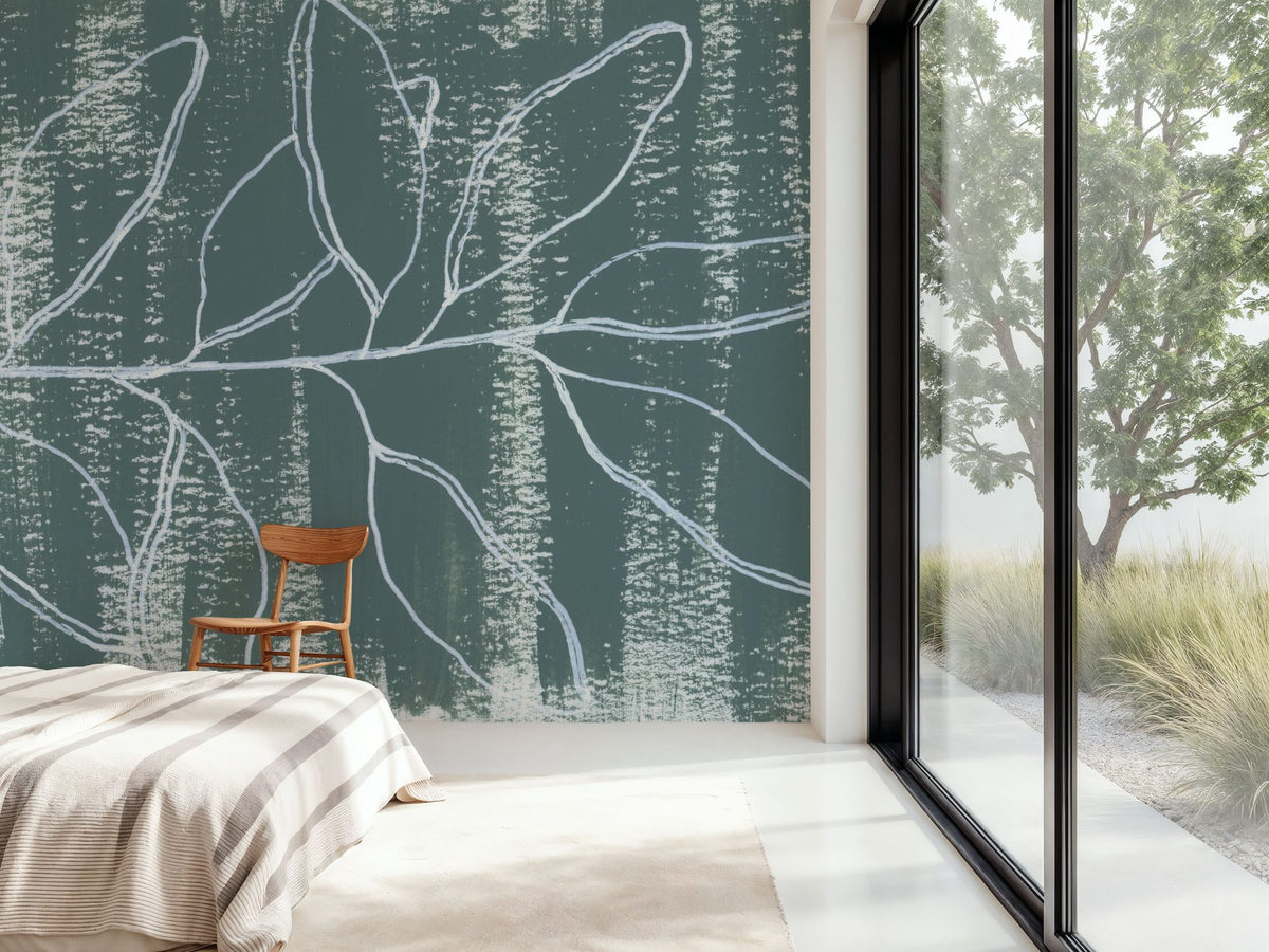 Simple Sprigs of Bay Leaf Mural Wallpaper - room preview 06
