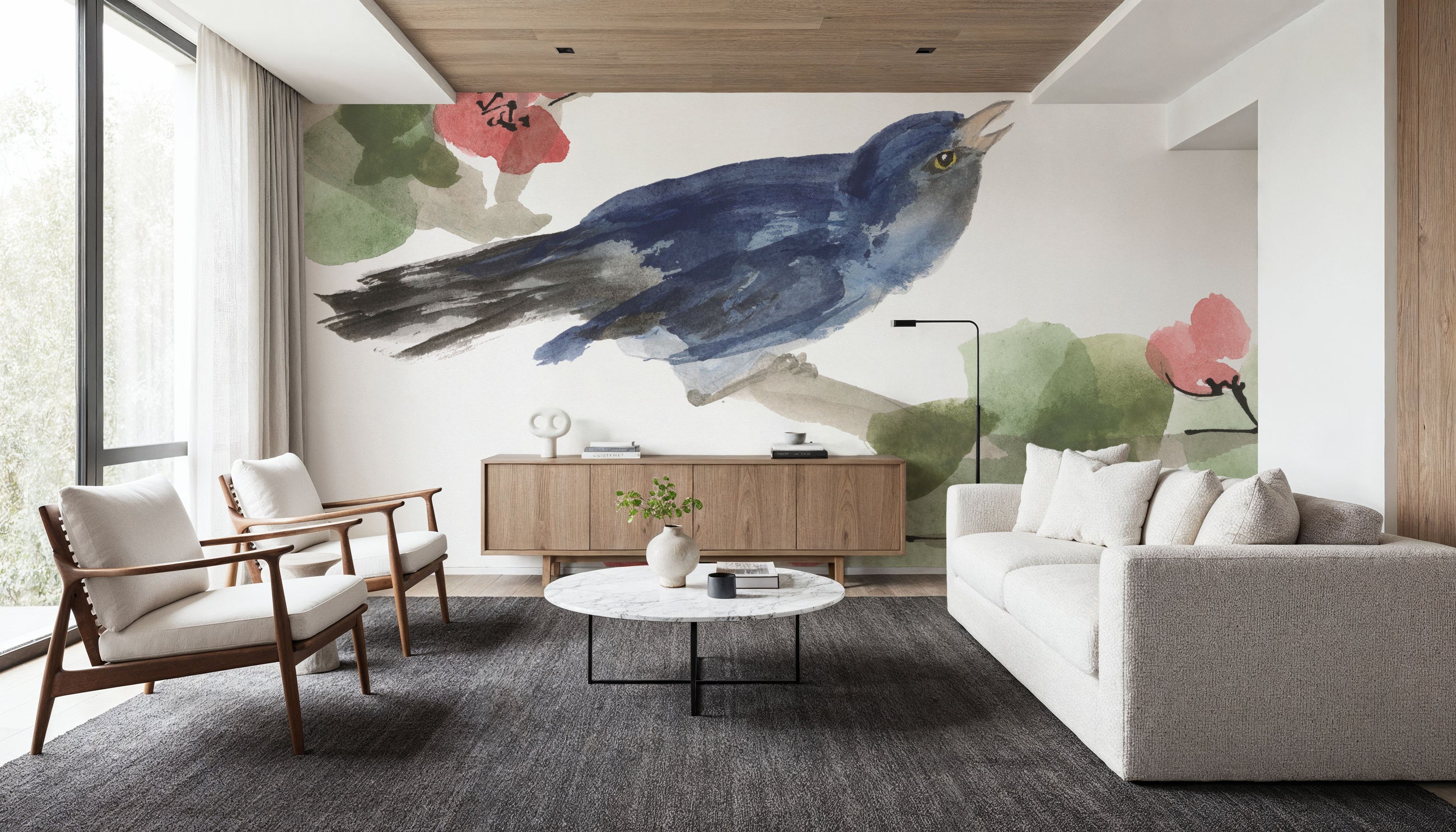 Bird and Blossoms III Mural Wallpaper