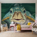 Hello Turtle, Emerald Mural Wallpaper - room preview 06