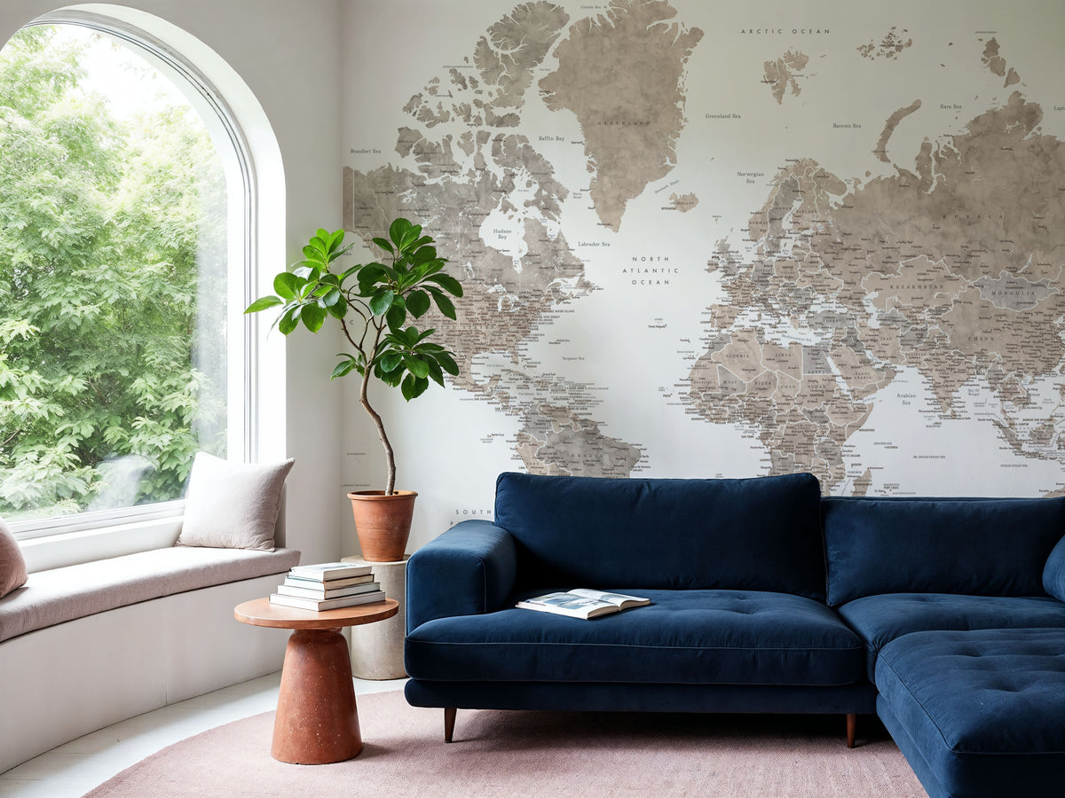 World Map Cities - Abey Mural Wallpaper - room preview 06