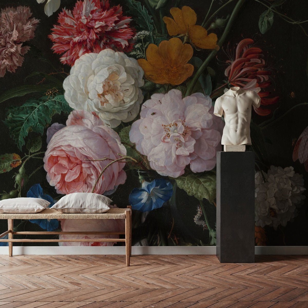 Still Life with Flowers in a Glass Vase Mural Wallpaper - room preview 06
