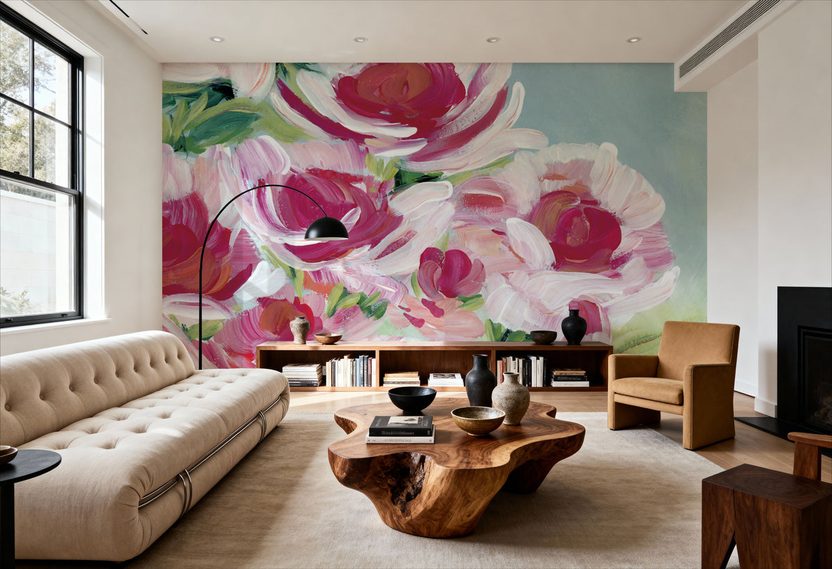 Peony Meadow Mural Wallpaper - room preview 06