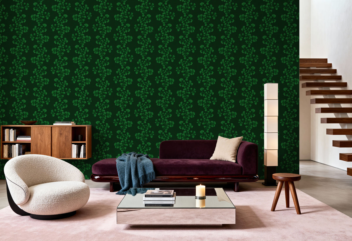 Fern Stripes, Chlorophyll Green Mural Wallpaper - room preview 06