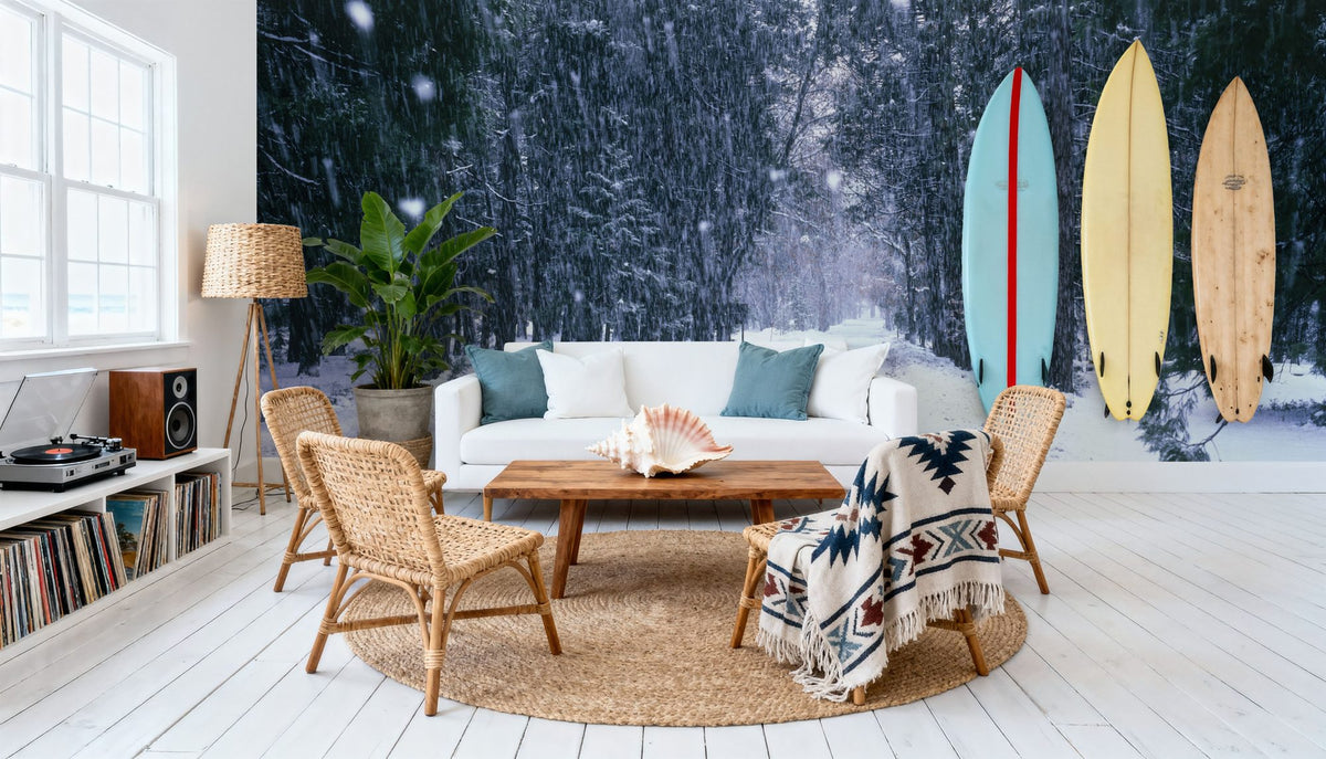 Winter Forest Path Mural Wallpaper - room preview 06