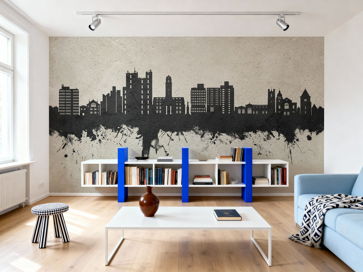 Luton England Skyline Concrete Mural Wallpaper - room preview 06