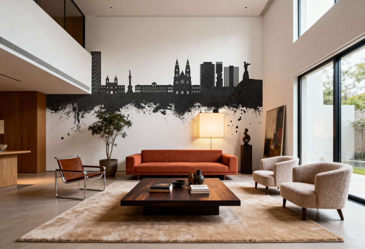 Quito Ecuador Skyline Black & White Mural Wallpaper - room preview 06