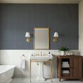 Faux Cloth Texture, Denim Blue Mural Wallpaper - room preview 06
