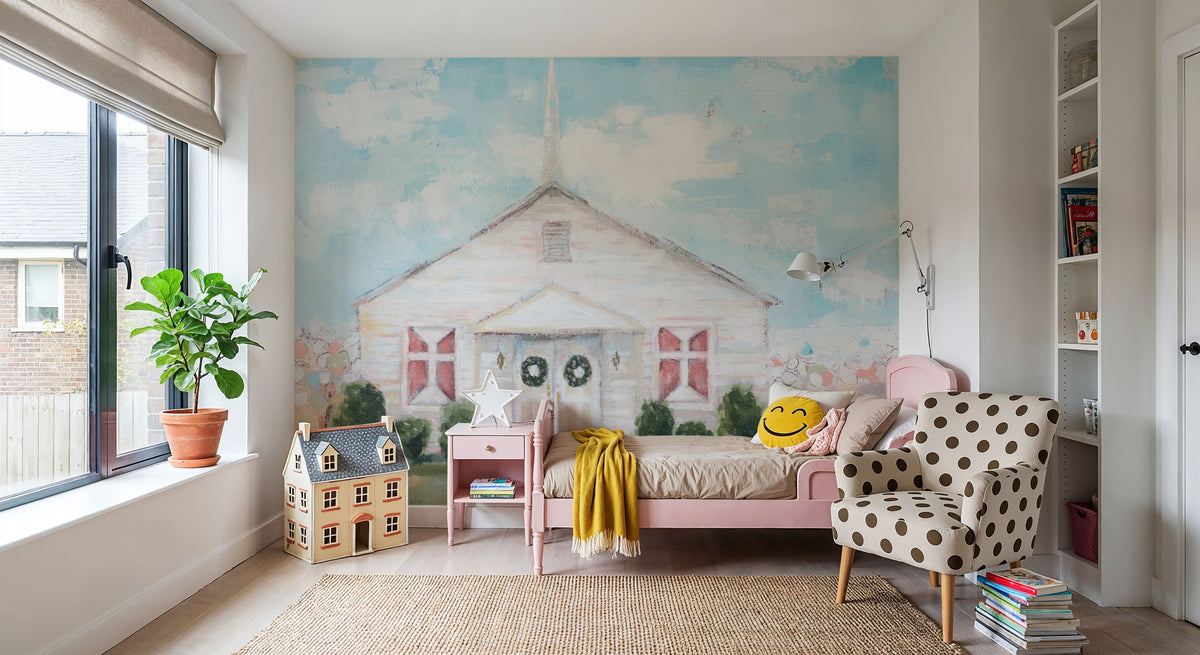 Church in a Cotton Field Mural Wallpaper - room preview 06