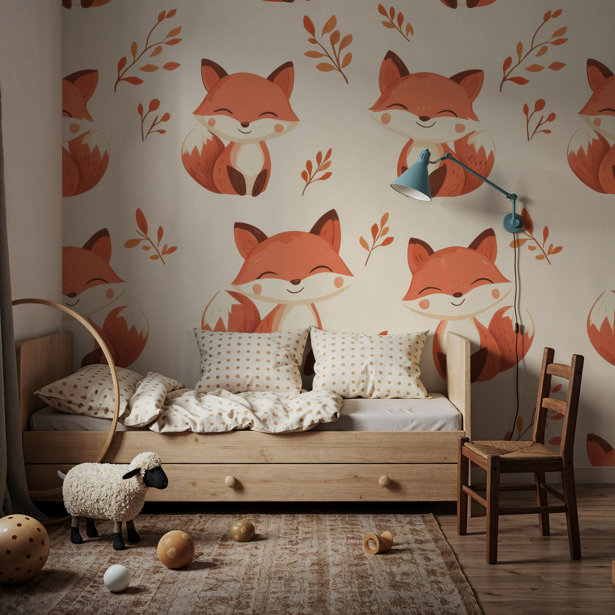 Smiling Foxes Mural Wallpaper - room preview 06