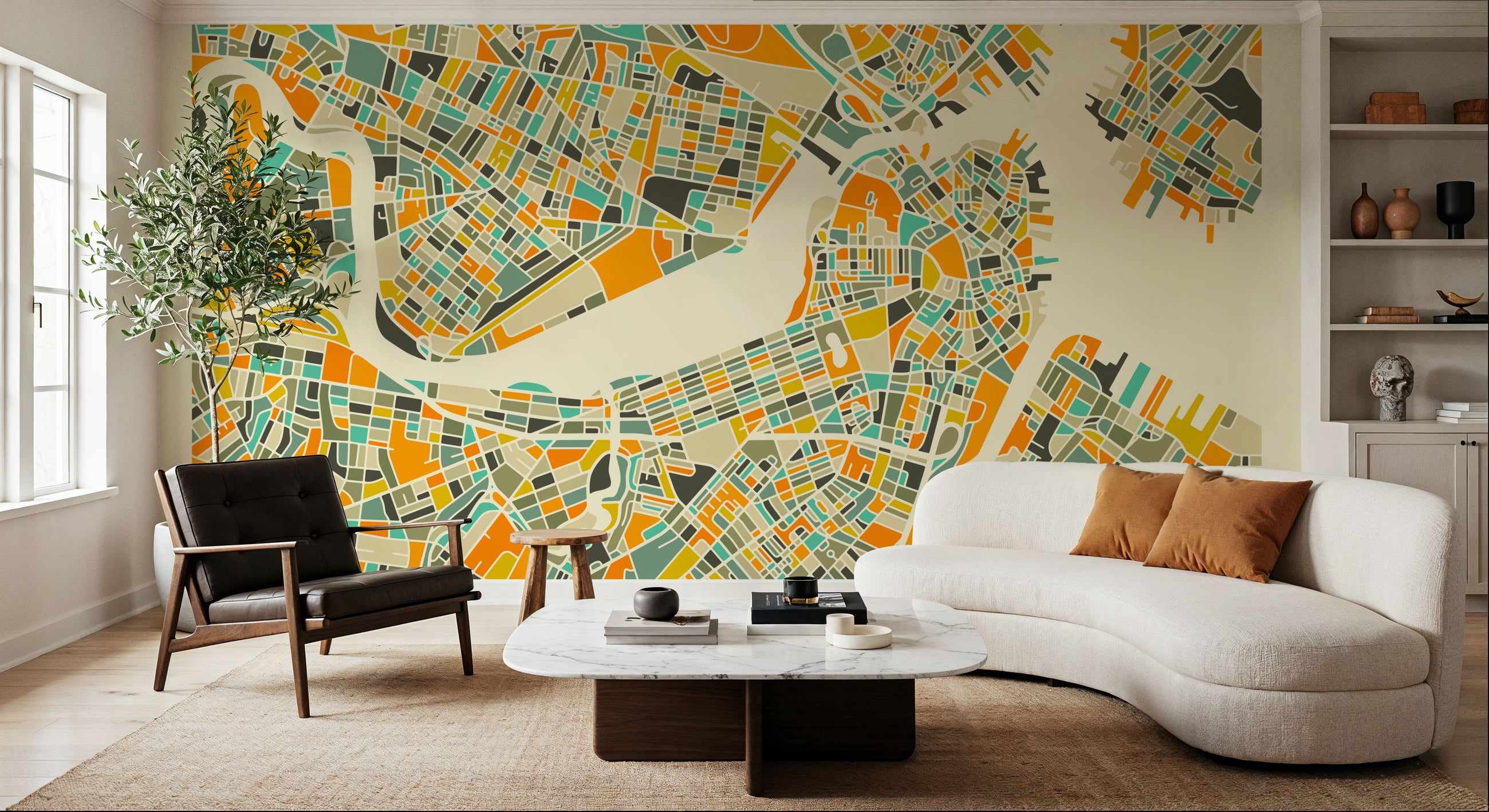 Modern Boston Mural Wallpaper